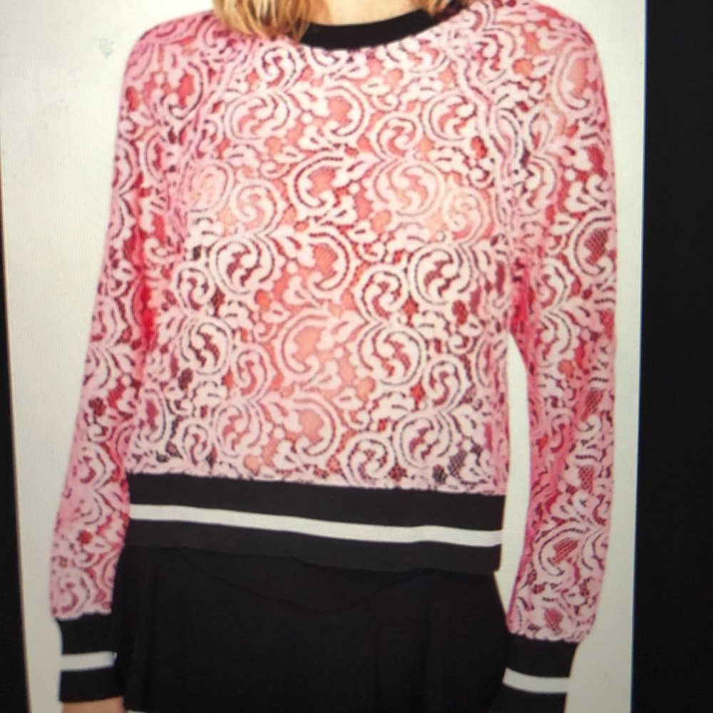 Zara Women Pink lace sweatshirt style top